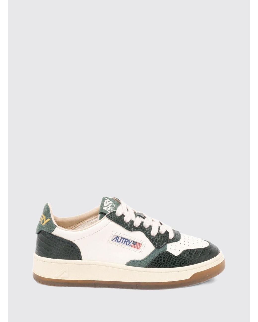 Autry White Medalist Low Super Vintage Leather And Suede Sneakers With Worn Effect