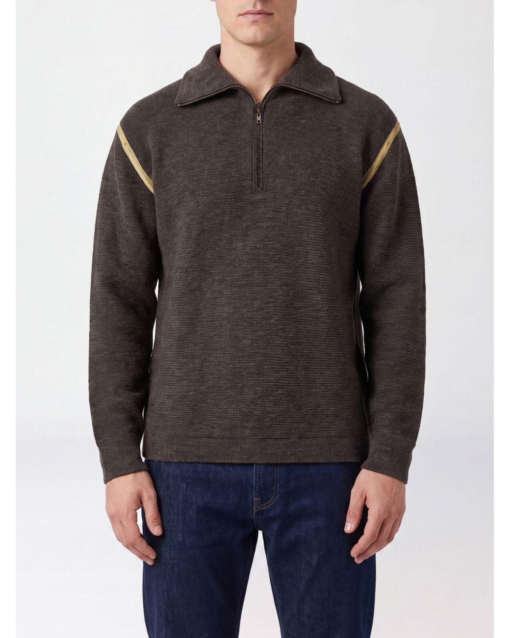 Maison Margiela Gray Pure Wool Jumper With Sailor Collar And Half-Zip for men