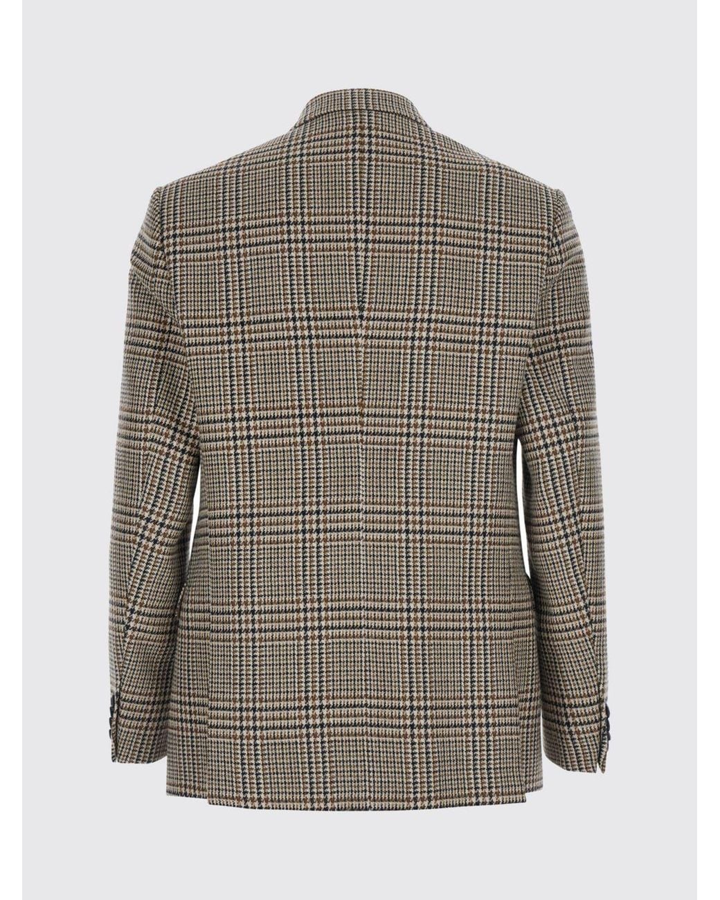 Emporio Armani Gray Double-Breasted Virgin Wool Blazer With Houndstooth Pattern for men