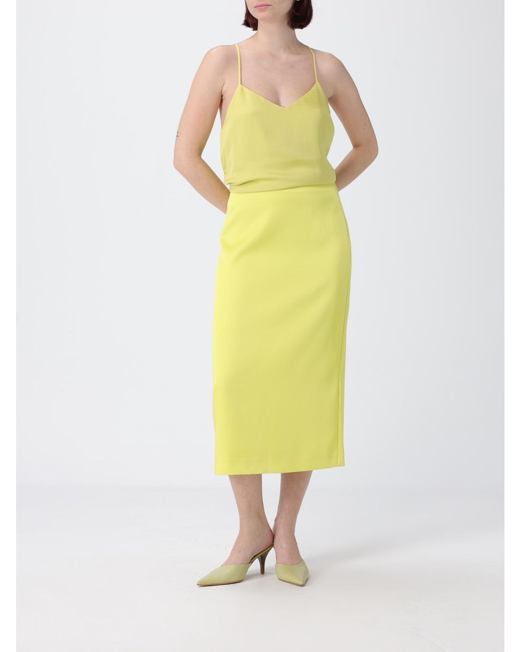 Twinset Yellow Viscose Skirt