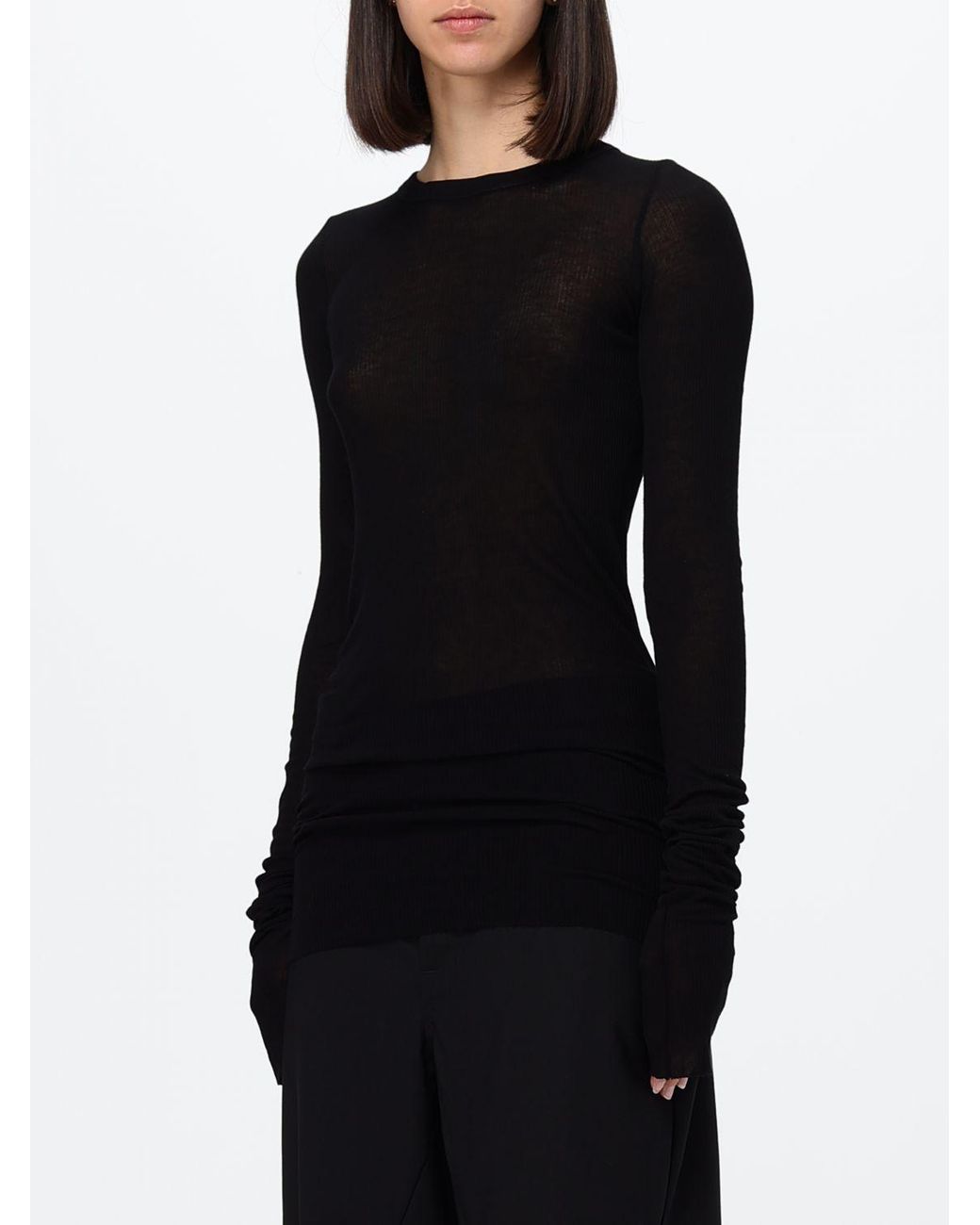 Rick Owens Black Slim Fit Long-Sleeved Top