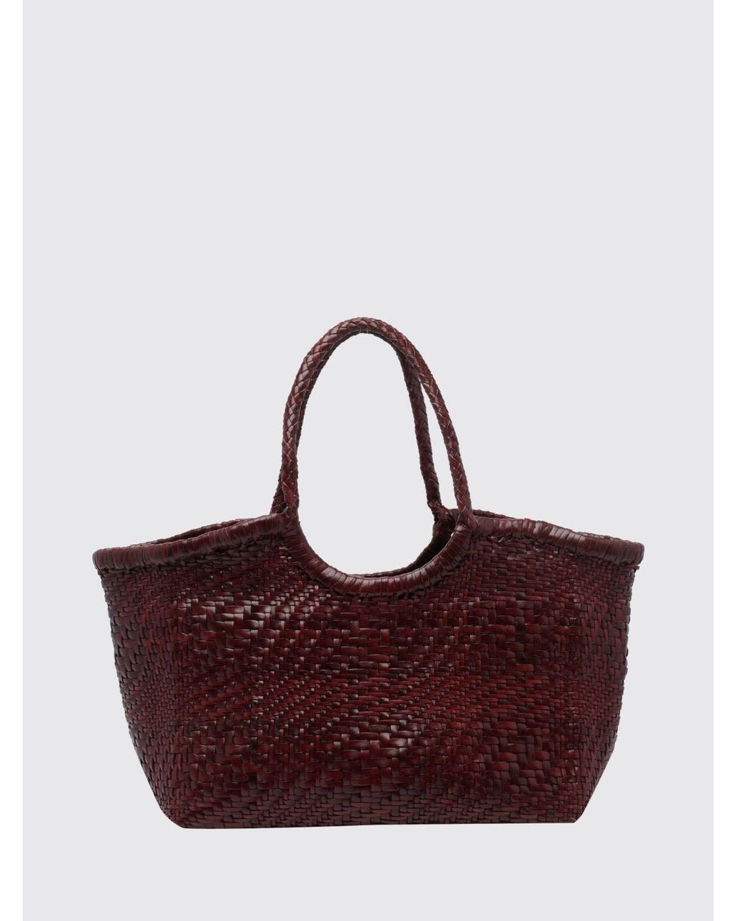 Dragon Diffusion Brown Nantucket Woven Leather Tote Bag With Double Handle