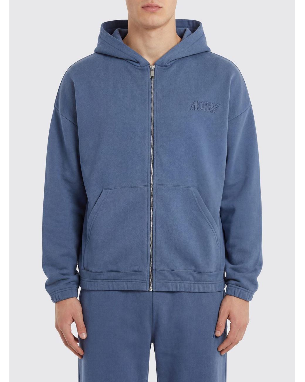 Autry Blue Cotton Hoodie for men