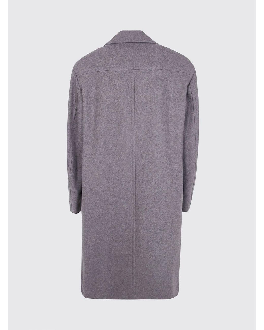 Dries Van Noten Gray Double-Breasted Long Coat for men