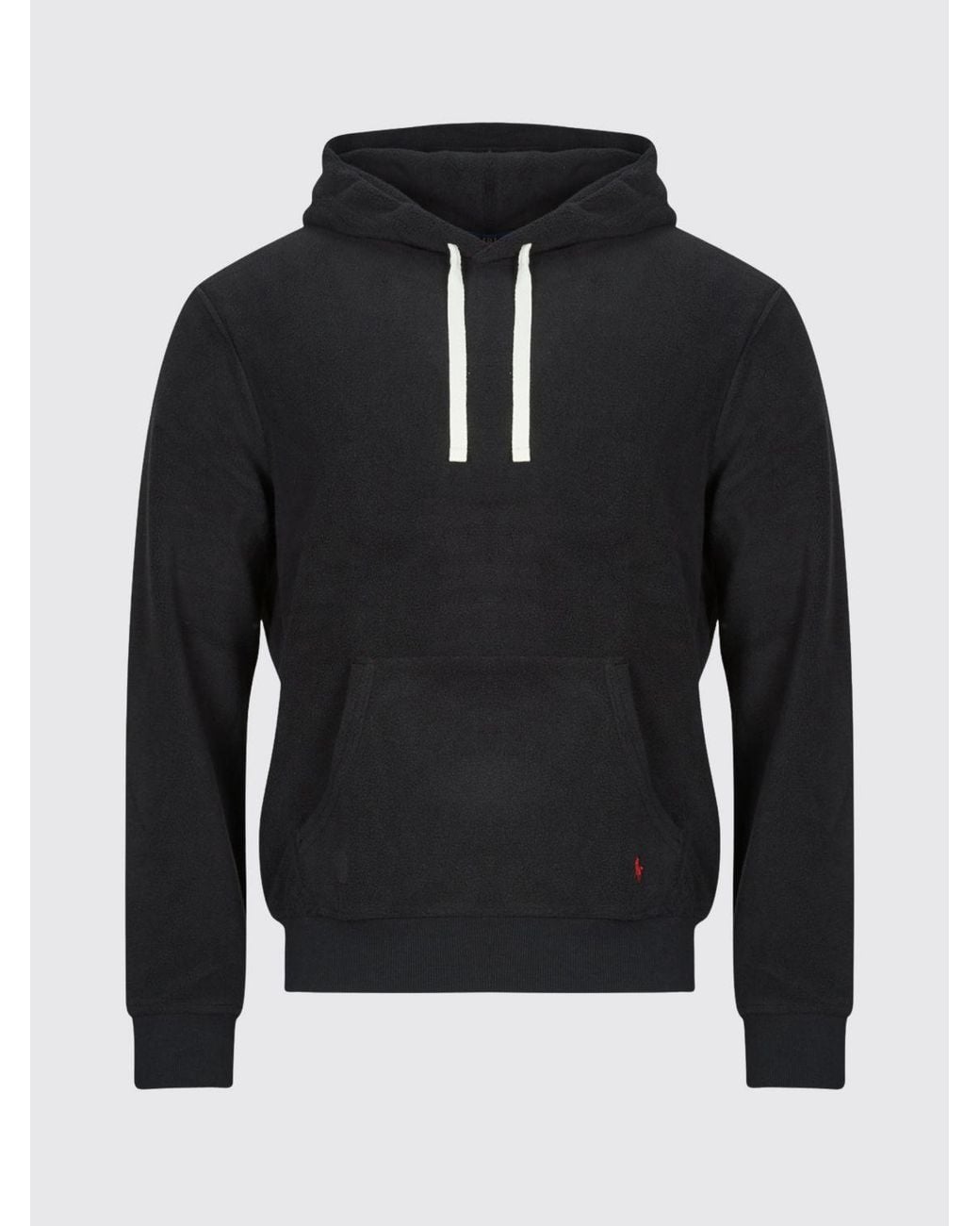 Polo Ralph Lauren Black Cotton-Blend Hoodie With Embroidered Pony Logo for men
