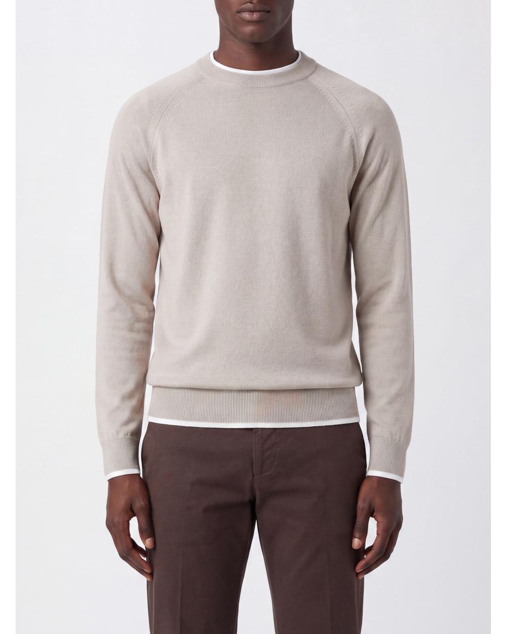 Eleventy Gray Long-Sleeved Crewneck Jumper for men