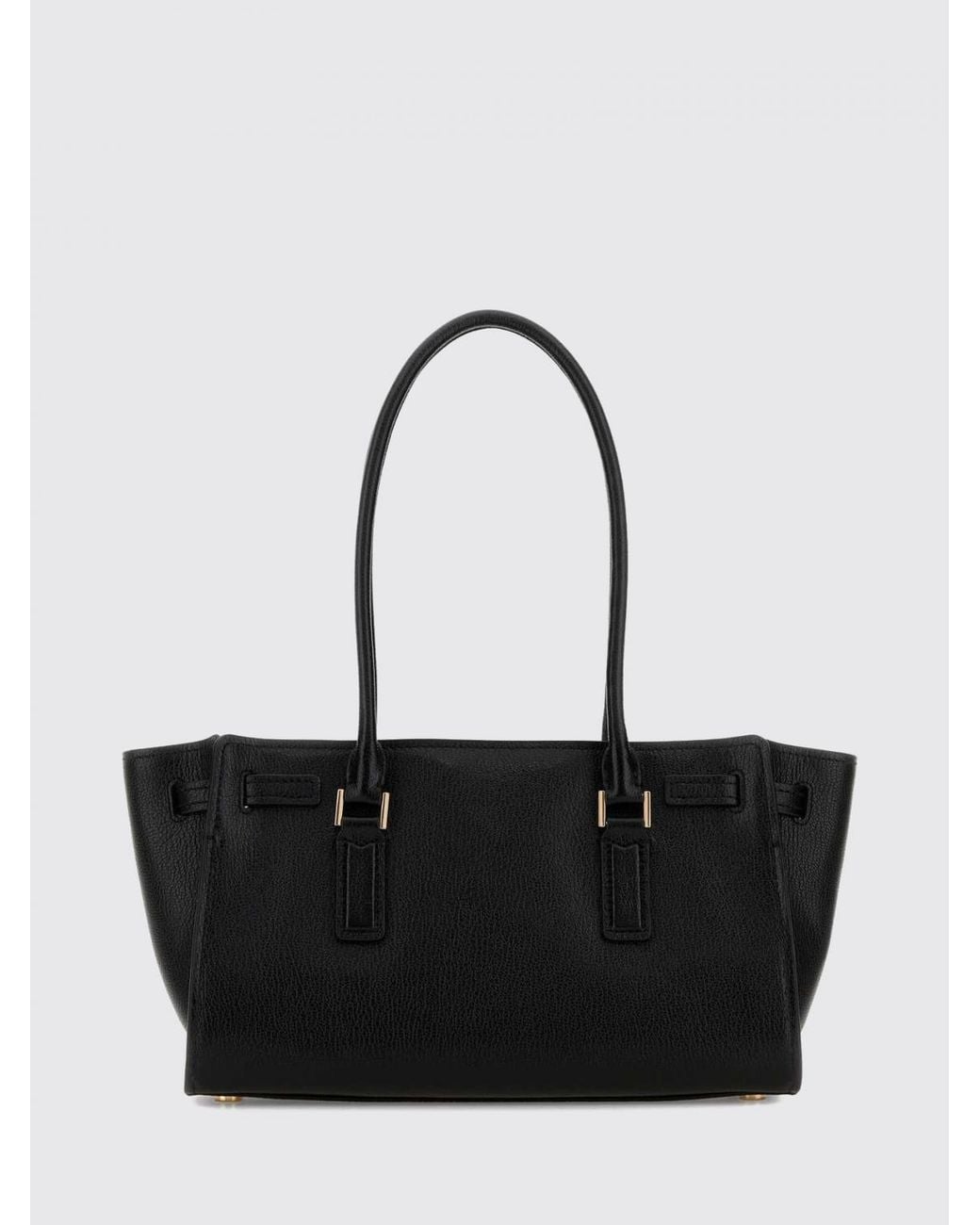 Michael Kors Black Hamilton Moderne Leather Shoulder Bag With Double Handle And Charm