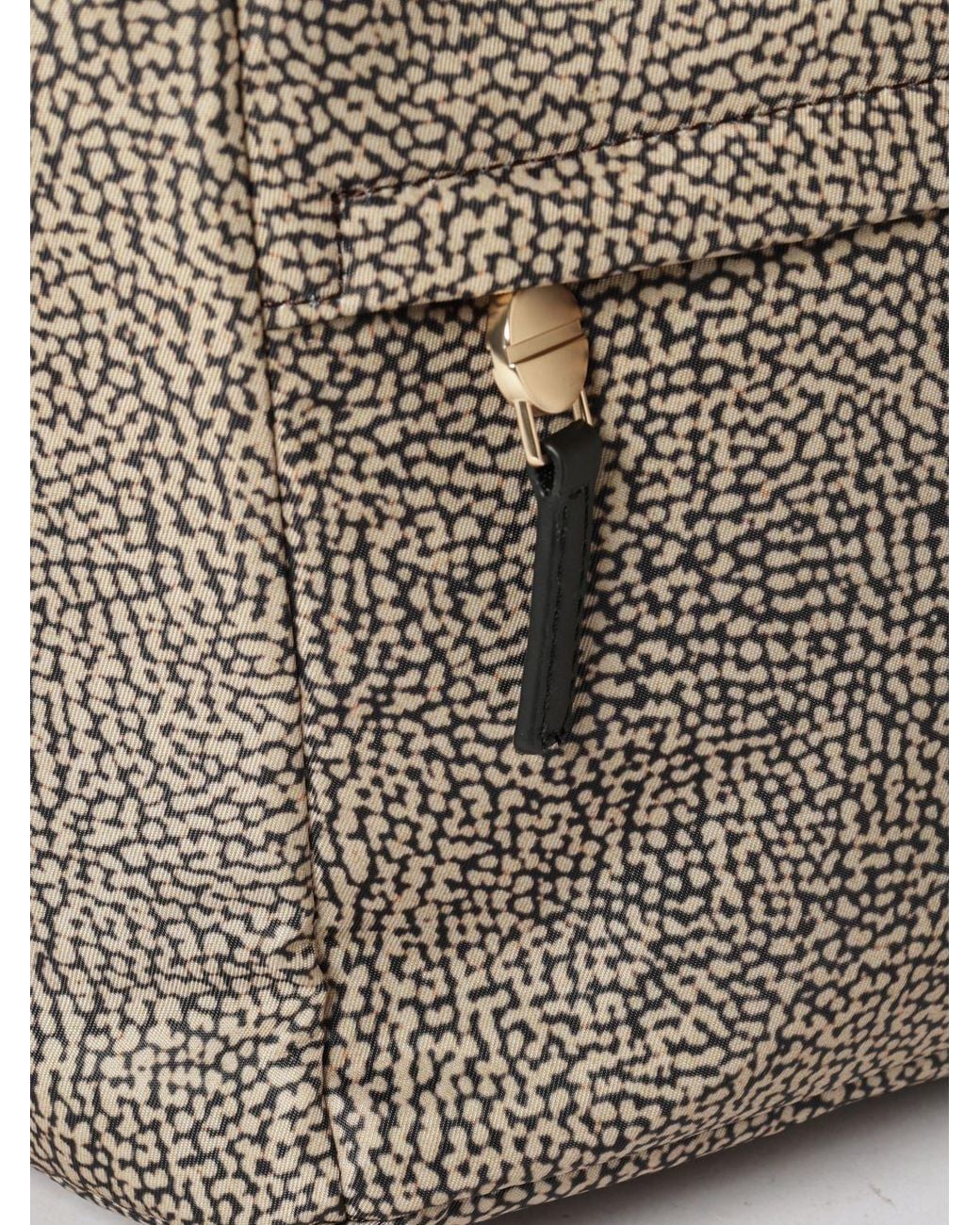 Borbonese Brown Polka Dot Recycled Nylon Backpack With Drawstring Closure