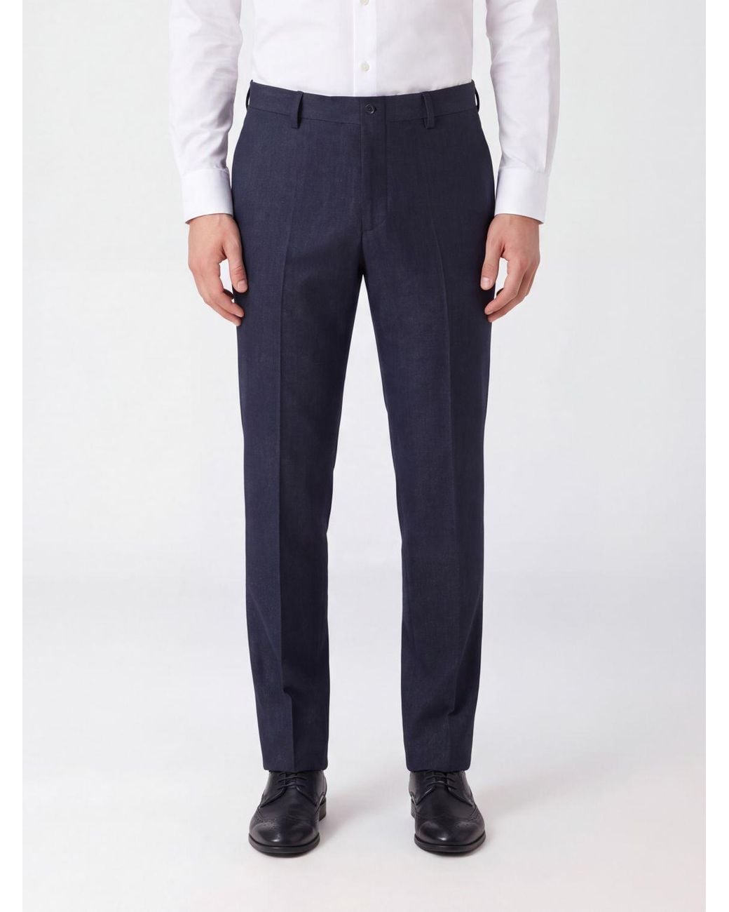 Lardini Blue Slim Fit Pure Wool Tailored Trousers With Slash Pockets for men