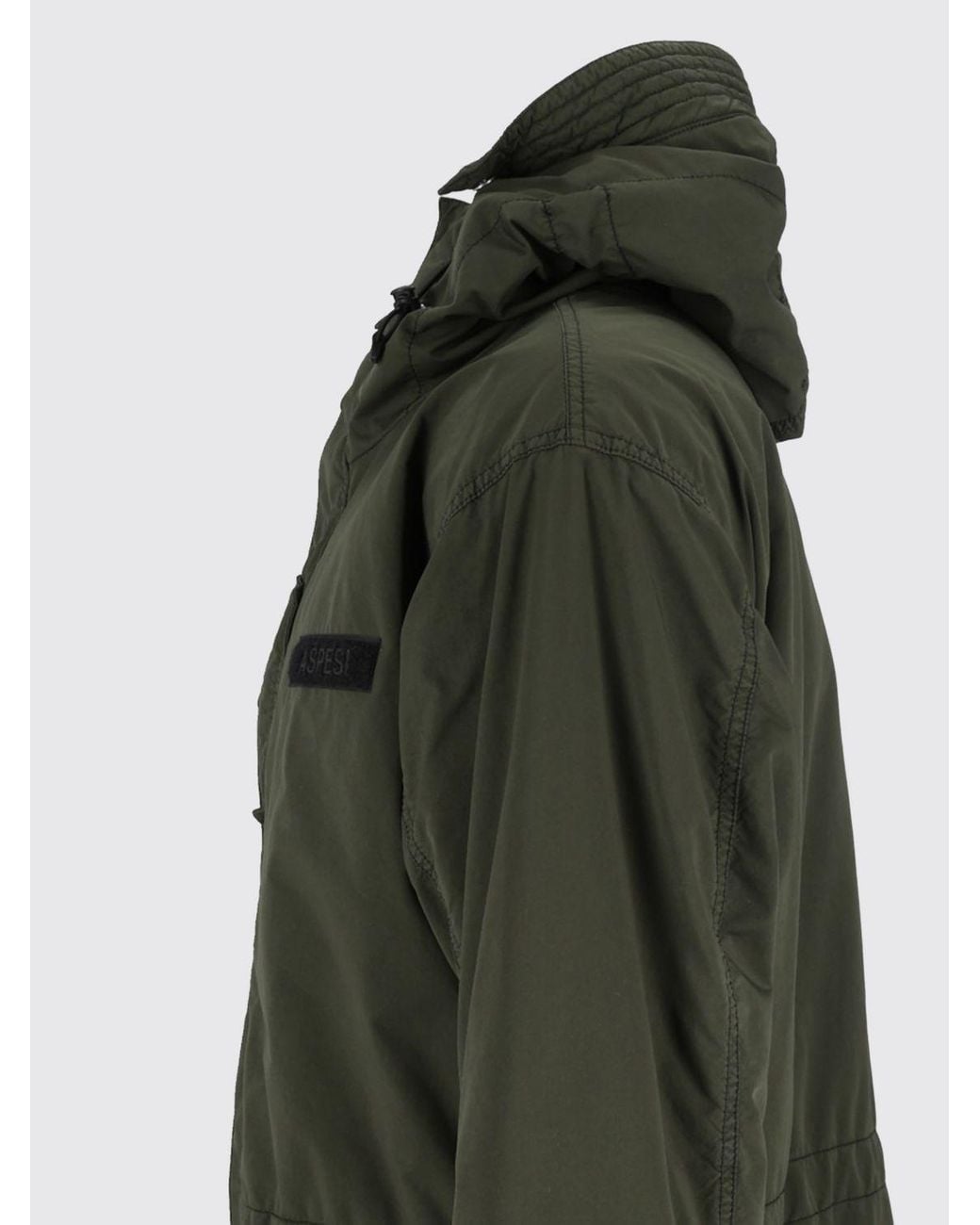 Aspesi Gray Windproof Technical Fabric Knee-Length Parka With Hood for men