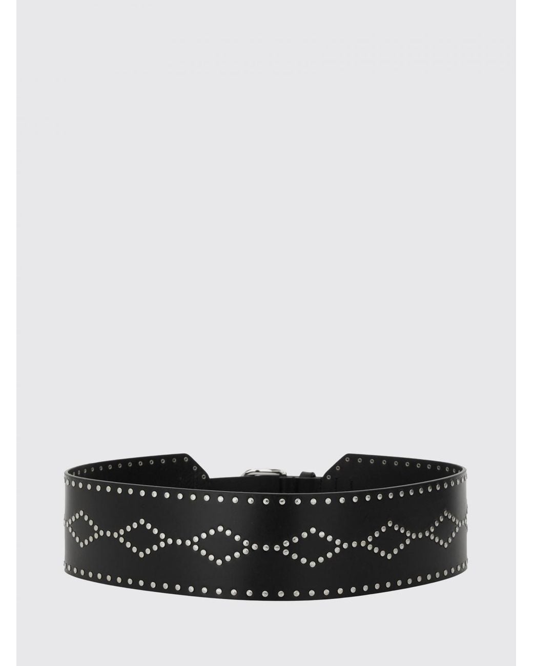 Isabel Marant White Lucie Studded Smooth Leather Belt With Pin-Buckle