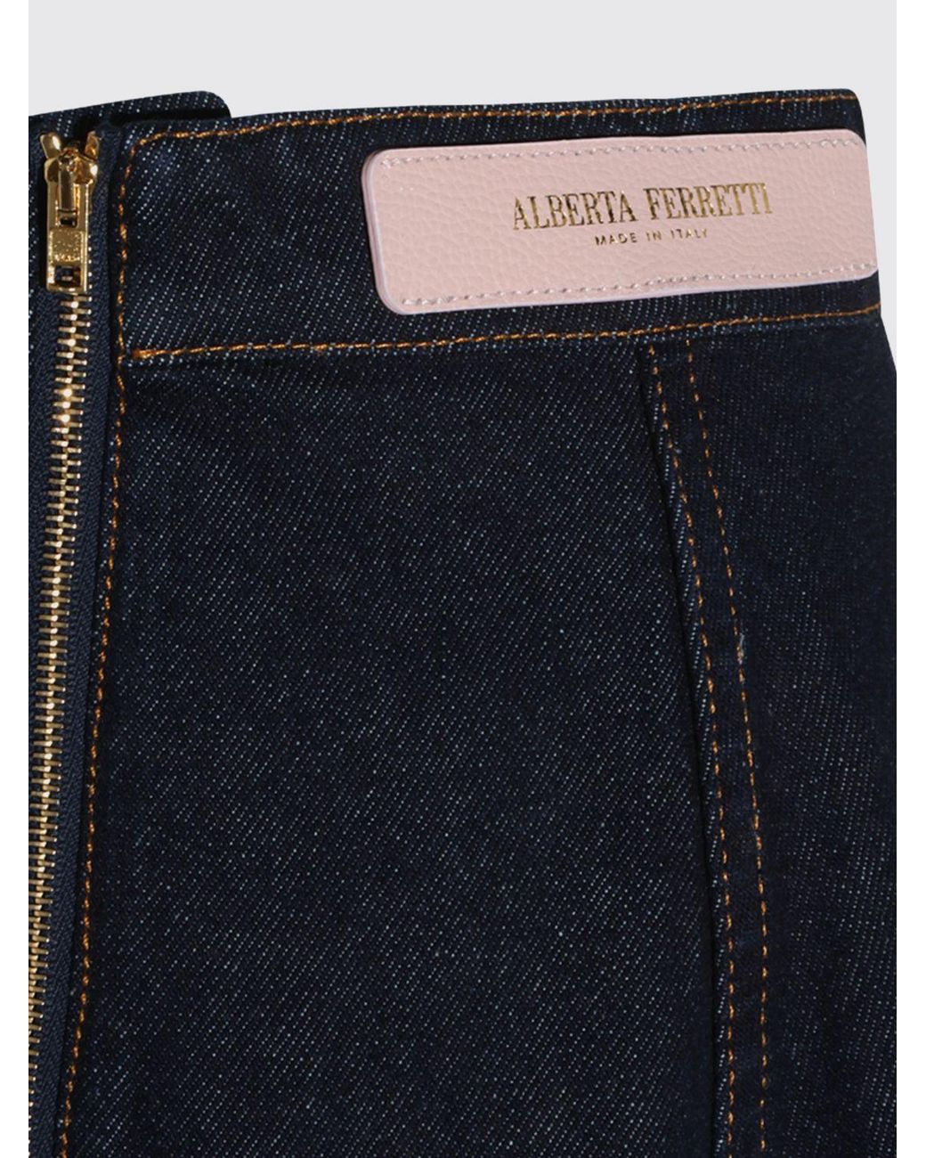 Alberta Ferretti Blue High-Waisted A-Line Midi Skirt
