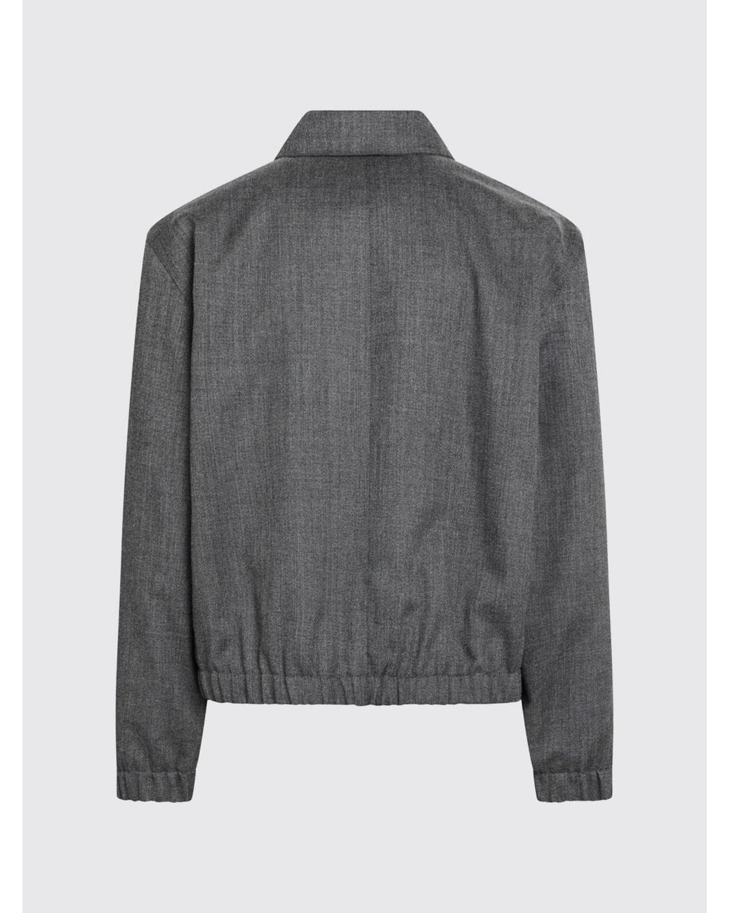 AMI Gray Wool Shirt Jacket With Zip Closure And An Elasticated Hem for men