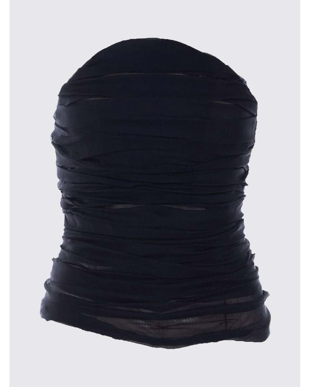 Balenciaga Black Off-The-Shoulder Draped Silk Bustier Top
