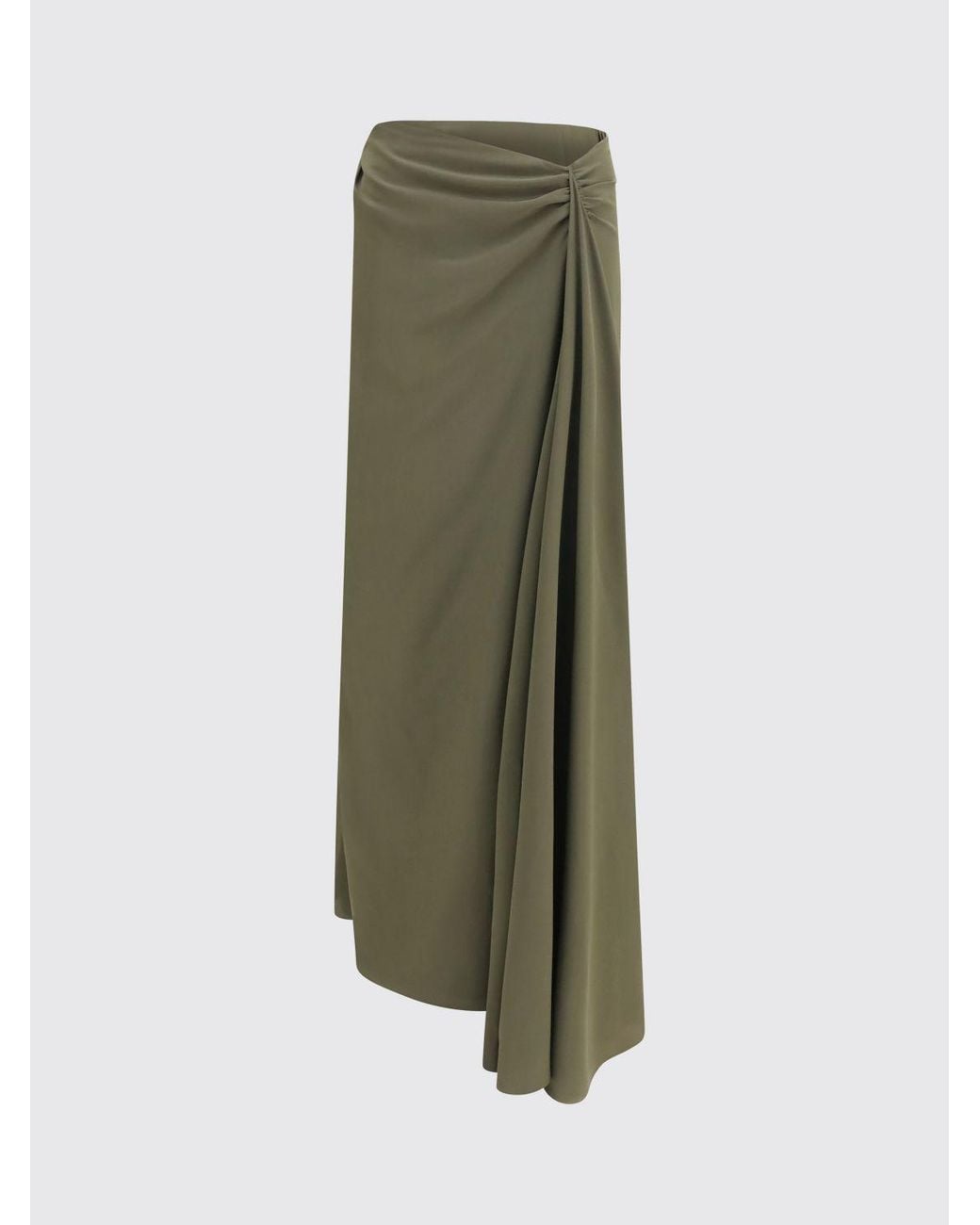 McQueen Green Asymmetrical Draped High-Waisted Maxi Skirt