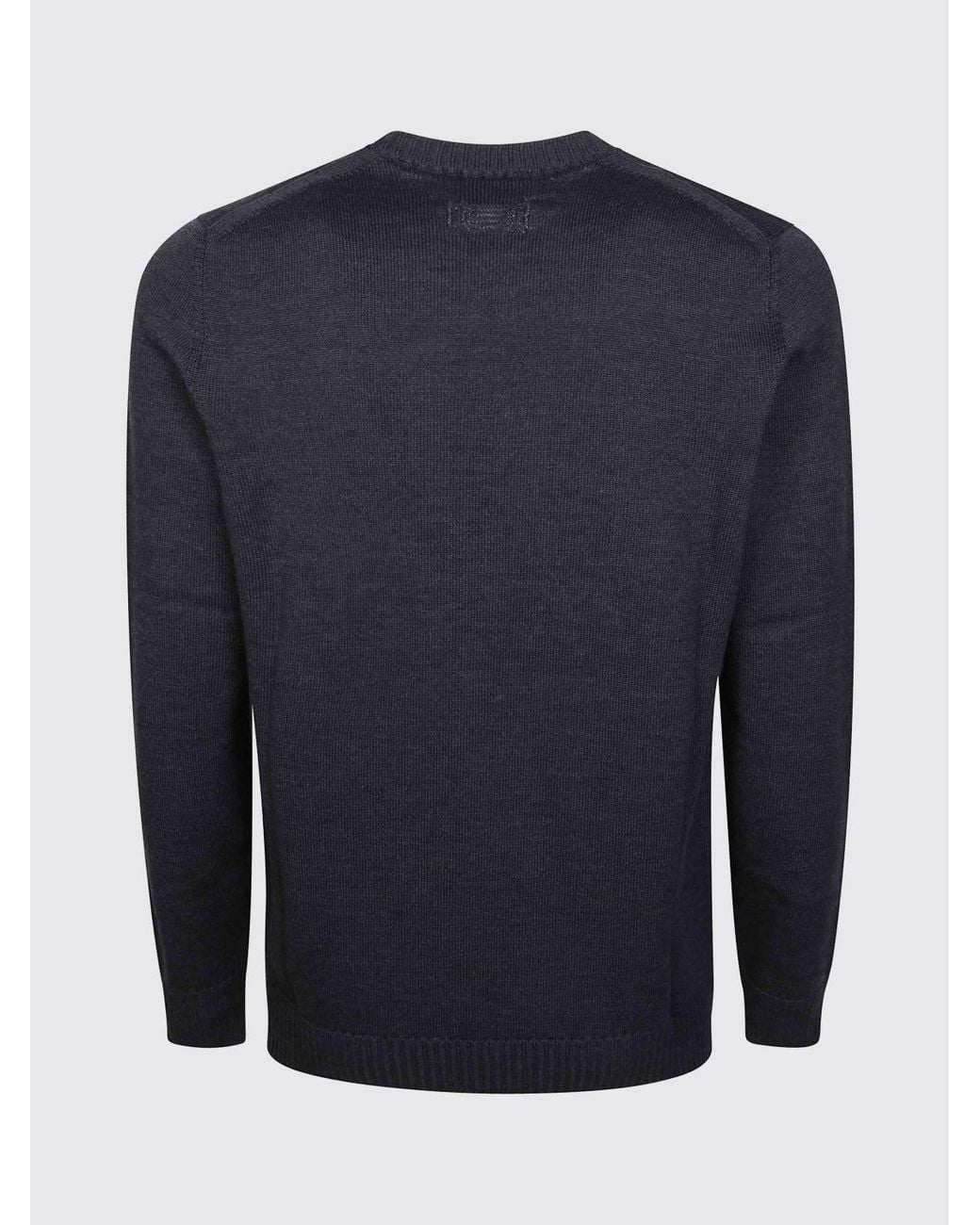 Drumohr Blue Pure Merino Wool Crewneck Jumper With Long Sleeves And Ribbed Trims for men