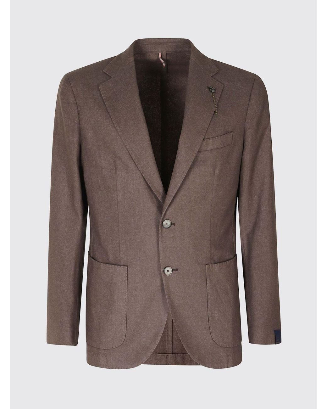 Santaniello Brown Classic Single-Breasted Blazer for men
