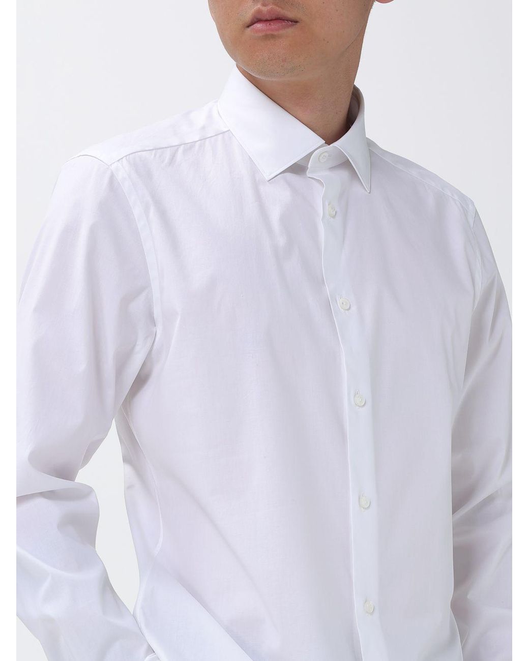 Zegna White Classic Cotton Poplin Shirt for men