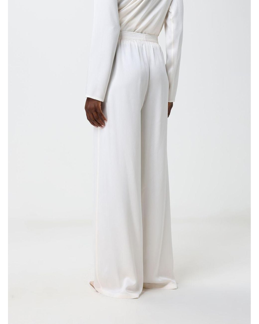 Fabiana Filippi White High-Waisted Wide-Leg Palazzo Trousers With Elastic Waistband