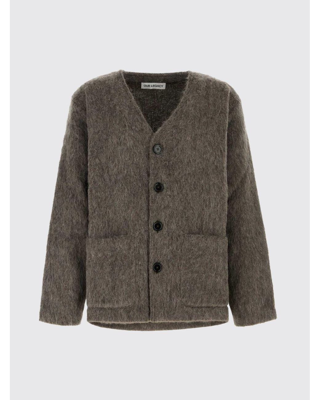 Our Legacy Gray V-Neck Cardigan for men