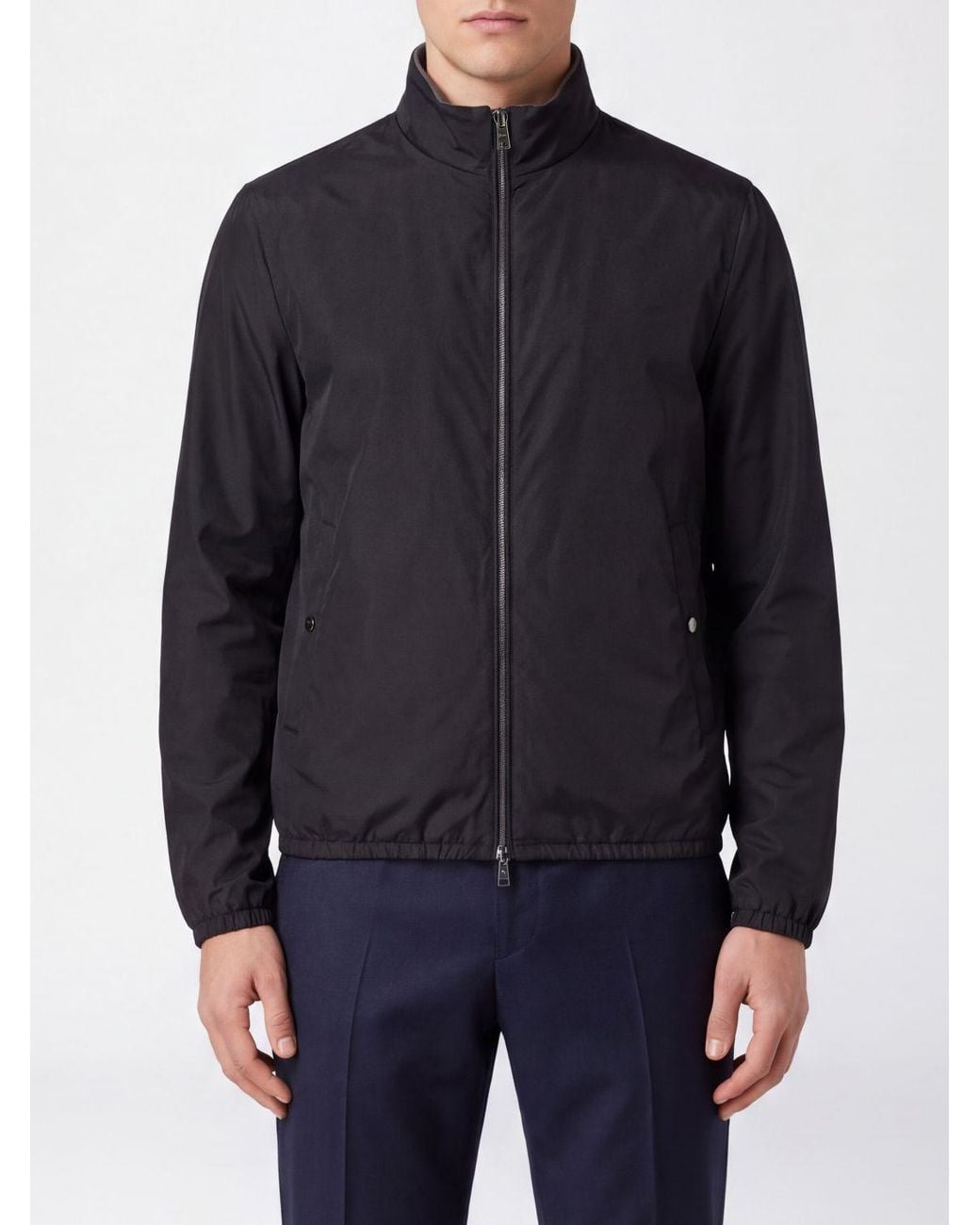 Herno Blue Reversible Lightweight And Windproof Technical Bomber Jacket for men