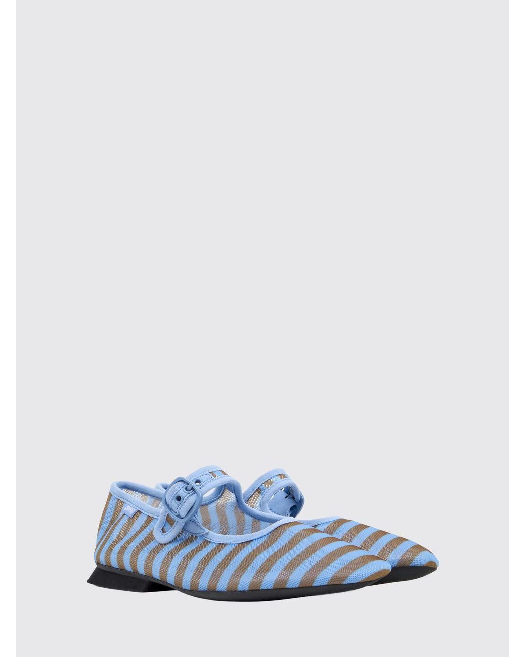 Camper White Casi Myra Striped Recycled Polyester Ballerinas