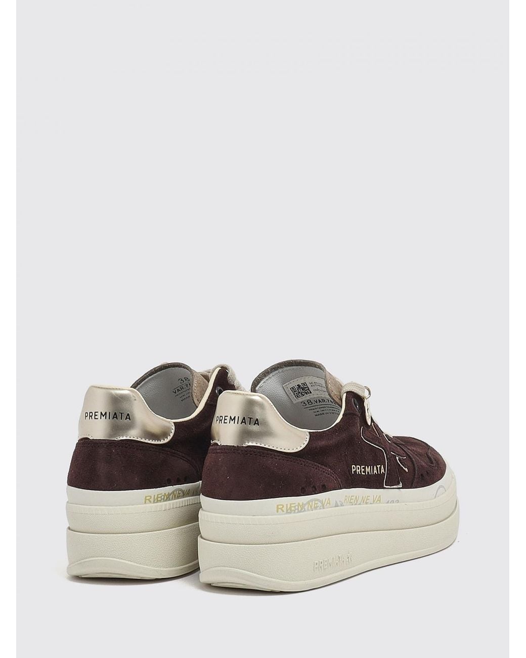 Premiata White Micol Leather And Suede Platform Sneakers