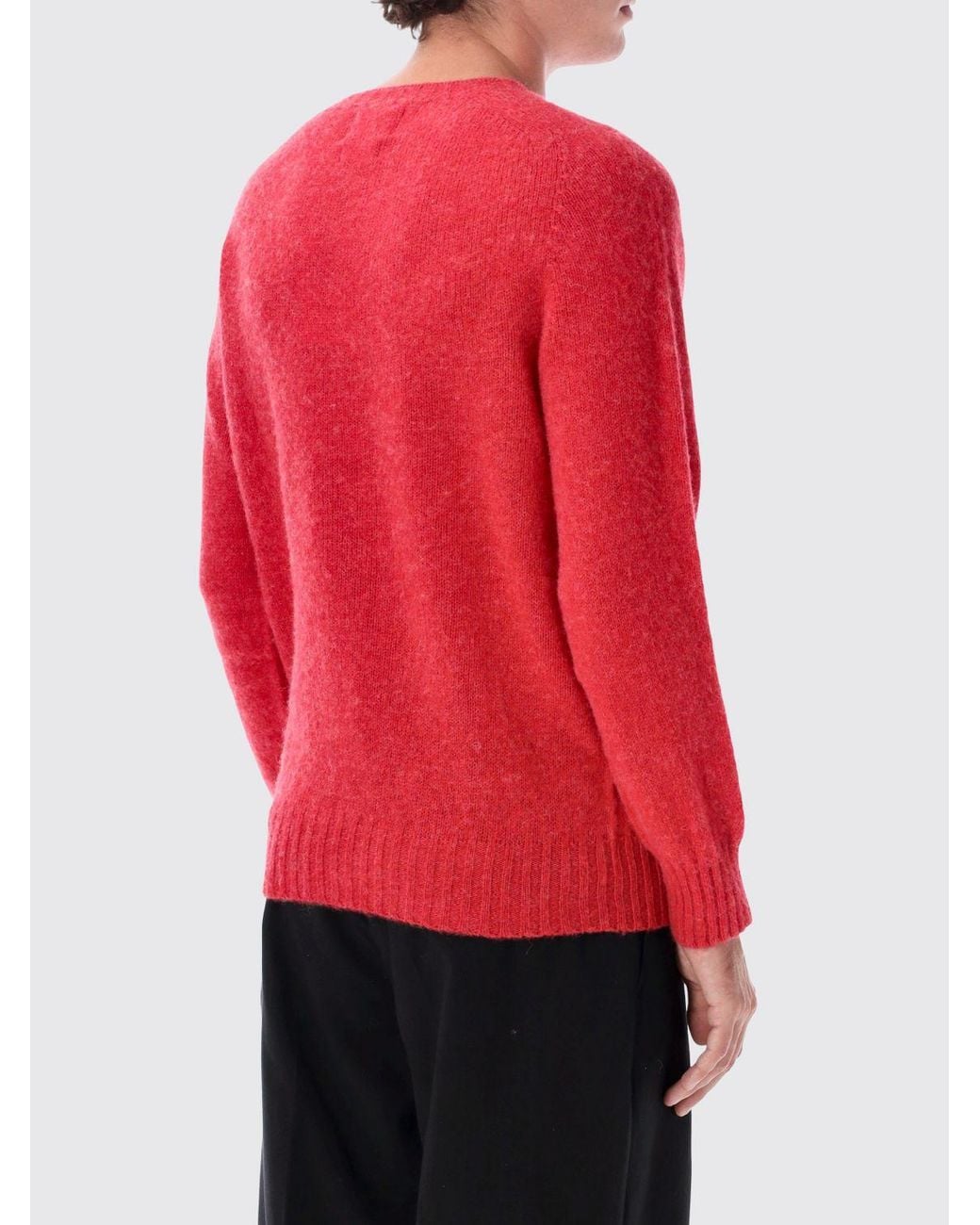 Howlin' By Morrison Red Crewneck Wool Blend Jumper With Ribbed Trims for men