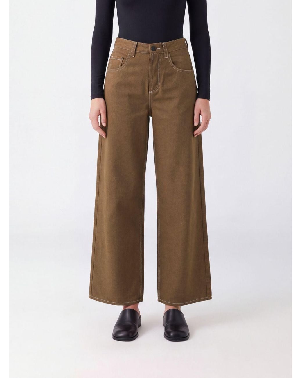 Uma Wang Brown Phyllis High-Waisted Wide-Leg Trousers