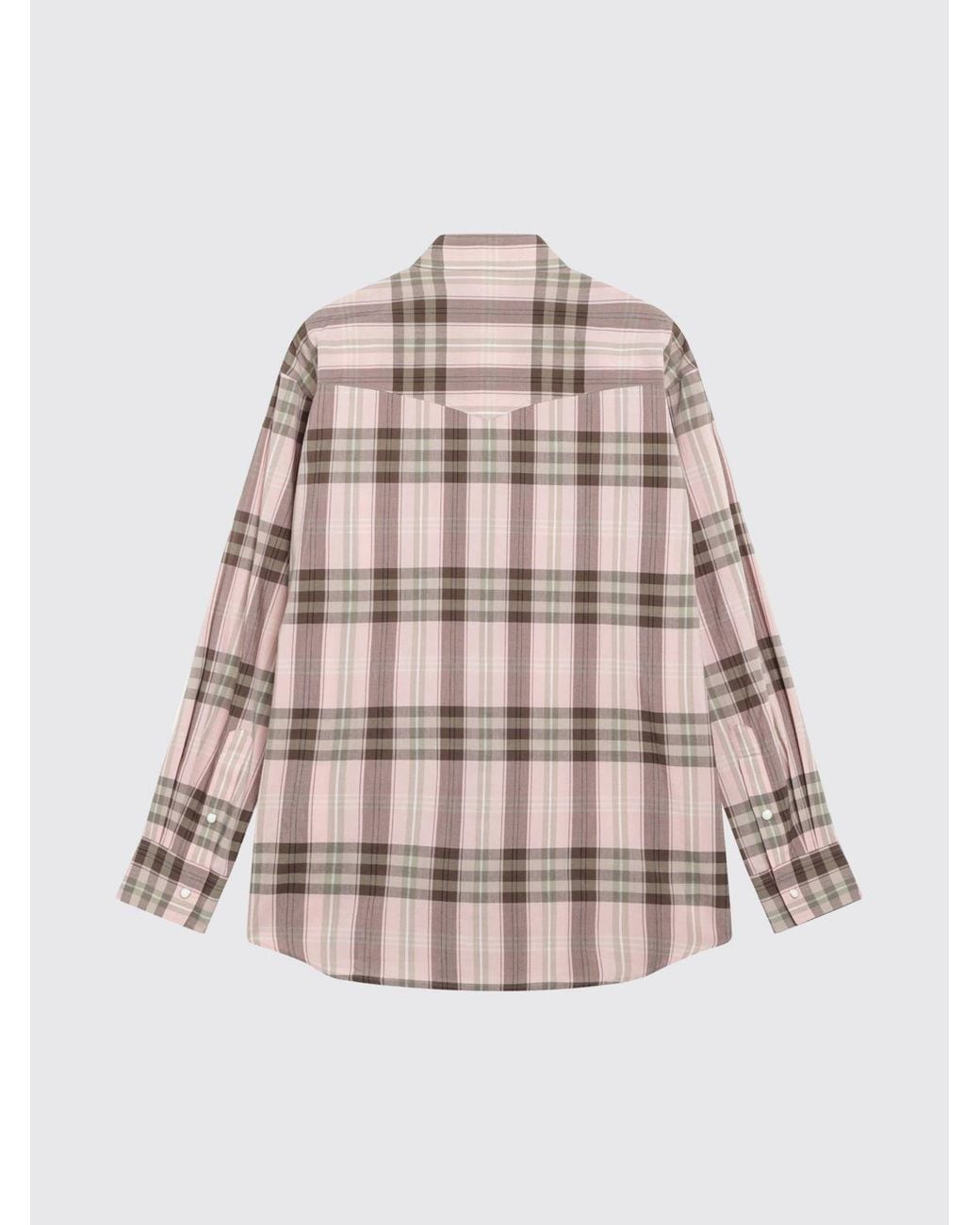 Auralee Pink Check Cotton And Silk Blend Shirt With Patch Pockets