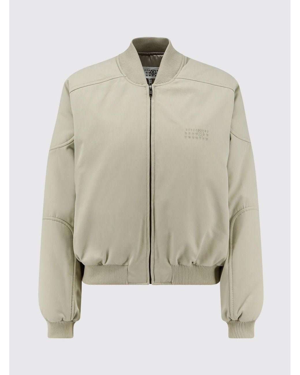 MM6 by Maison Margiela Natural Cropped Cotton Twill Bomber Jacket With Logo