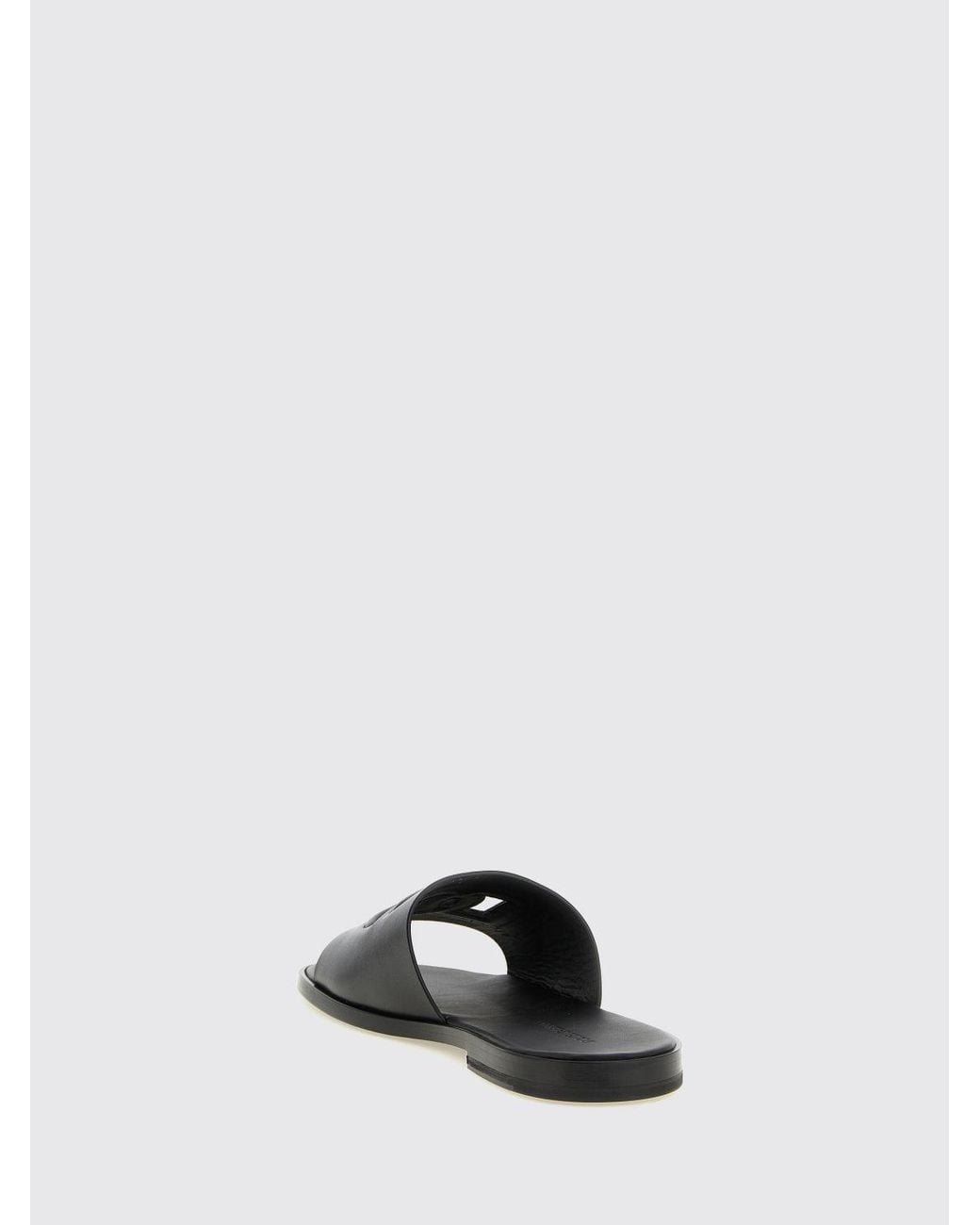 Dolce & Gabbana Black Dolce &Amp Gabbana Calfskin Slides With Cut-Out Dg Monogram for men