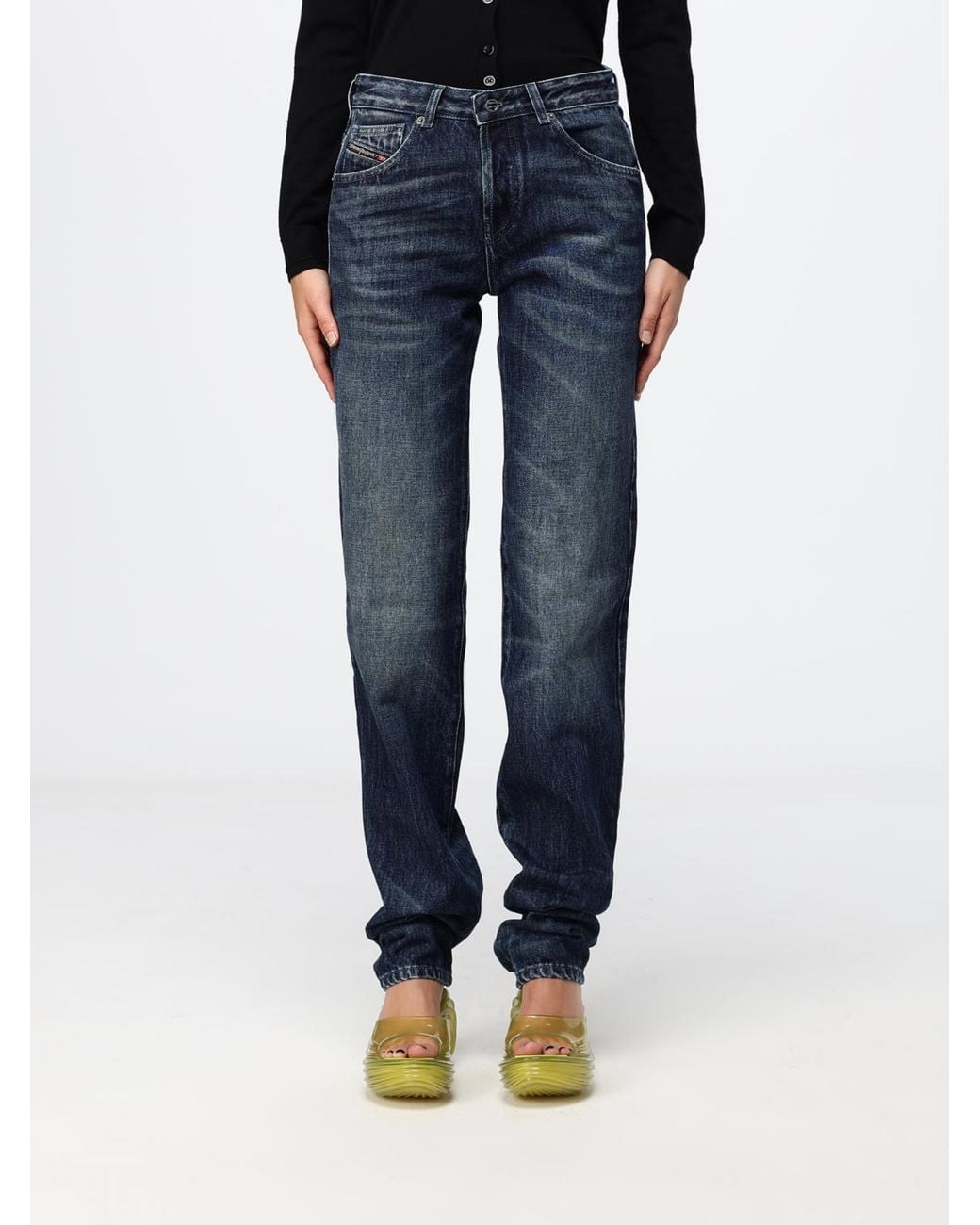 DIESEL Blue D-Heel High-Waisted Straight-Leg Denim Jeans