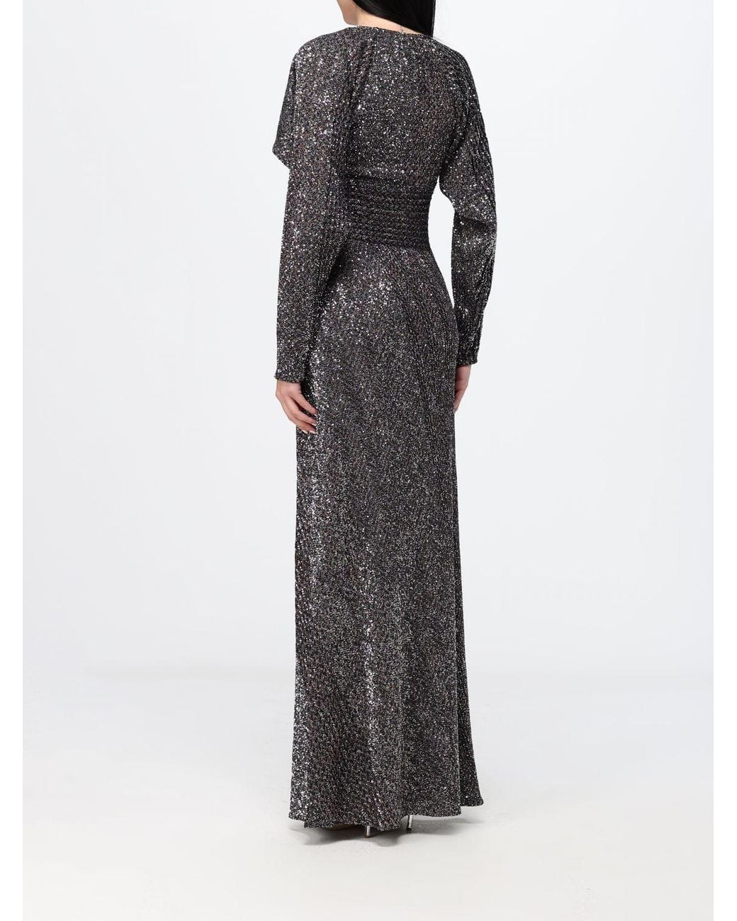 Missoni Black Long-Sleeved Lurex Evening Gown With Sequins And Deep V-Neck