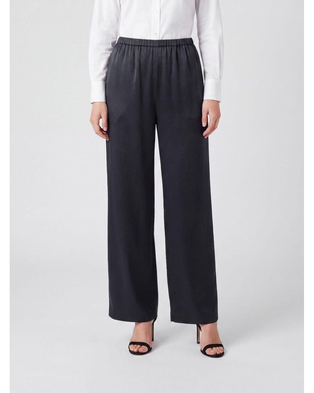 By Malene Birger Blue Palazzo Jersey Trousers With Elasticated Waist And Wide Leg