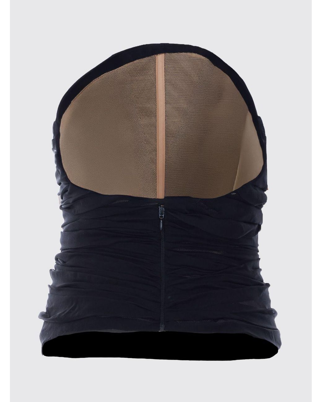 Balenciaga Black Off-The-Shoulder Draped Silk Bustier Top