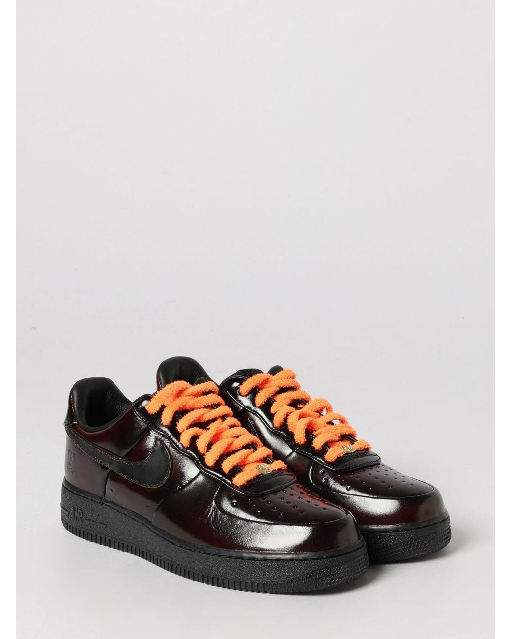 Nike Black Air Force 1 '07 Leather Trainers With Iconic Swoosh Logo And Perforated Toe for men