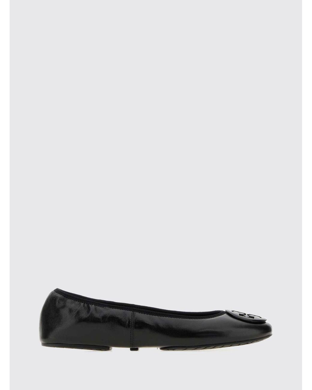 Tory Burch White Reva Smooth Leather Ballet Flats With Tone-On-Tone Double T Logo
