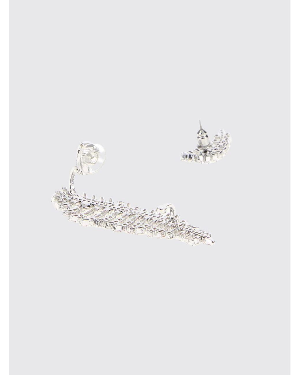 Swarovski White Vienna Asymmetrical Rhodium-Plated Ear Cuff Earrings With Crystals