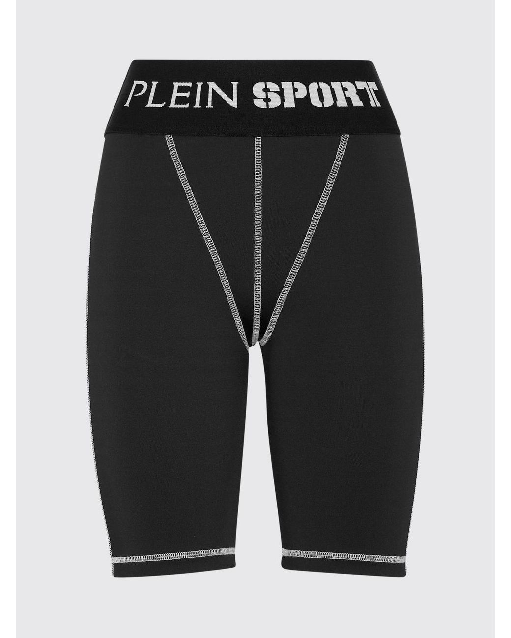 Philipp Plein Black High-Waisted Cycling Shorts With Logo Waistband