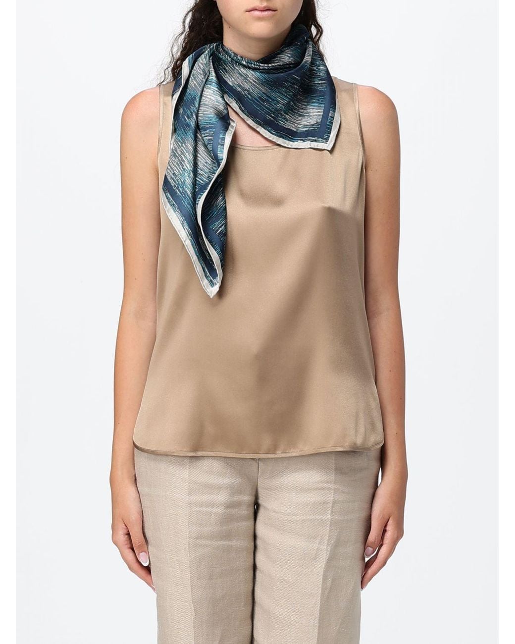 Max Mara Blue Printed Silk Foulard