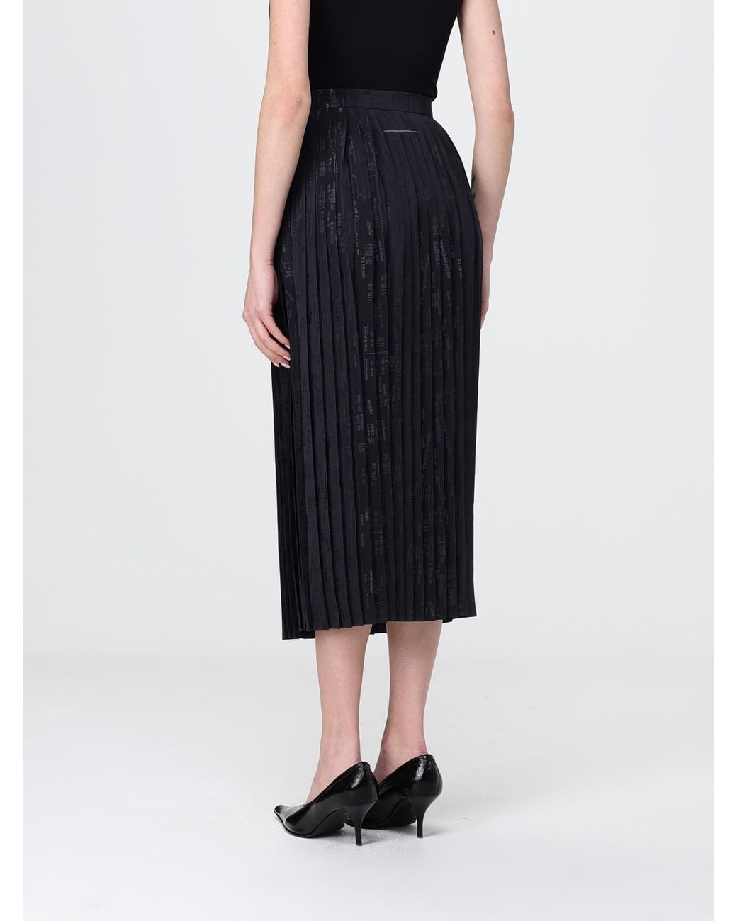 MM6 by Maison Margiela Black Pleated Viscose Skirt