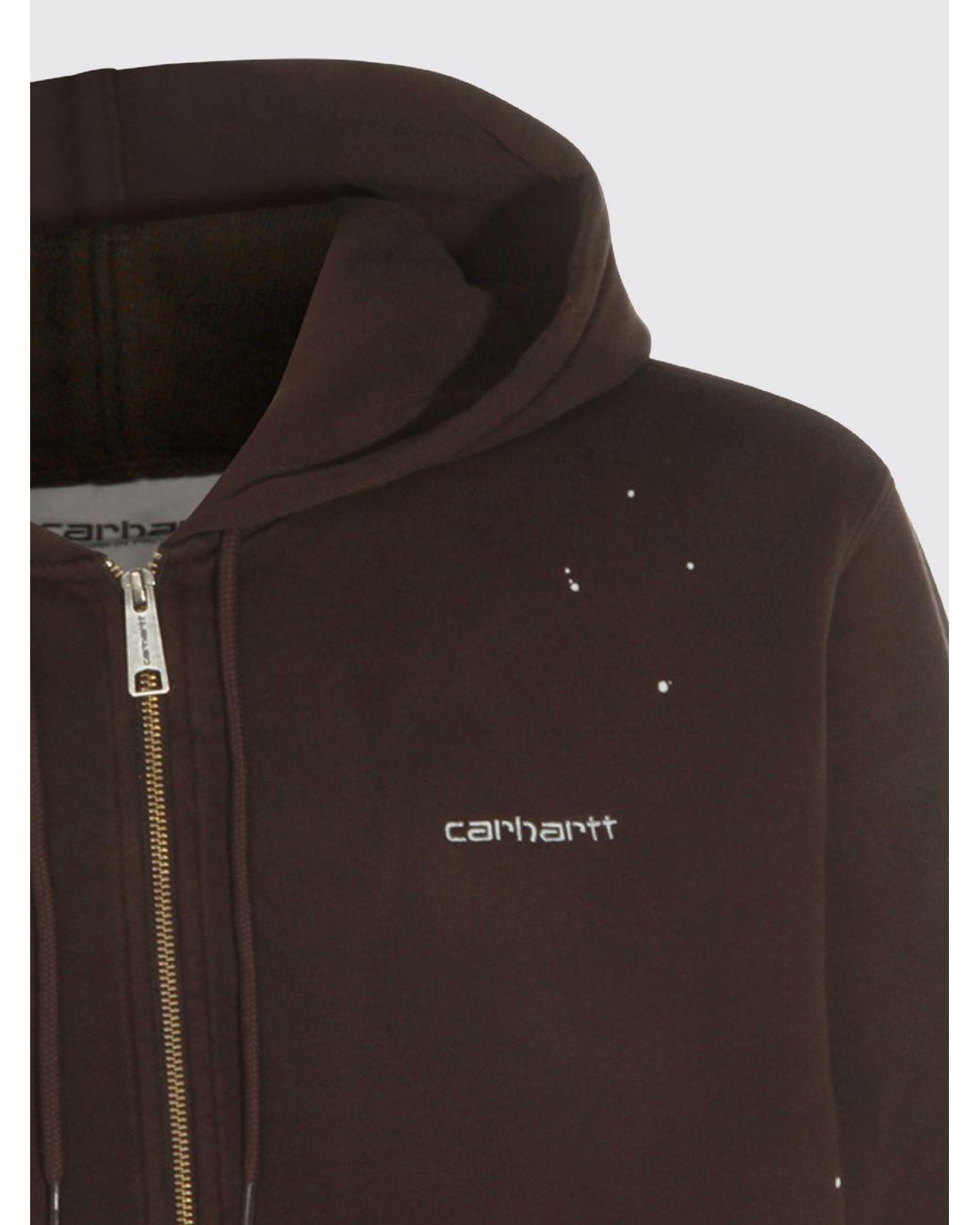 Carhartt Brown Cotton Zip-Up Hoodie With Contrast Logo for men