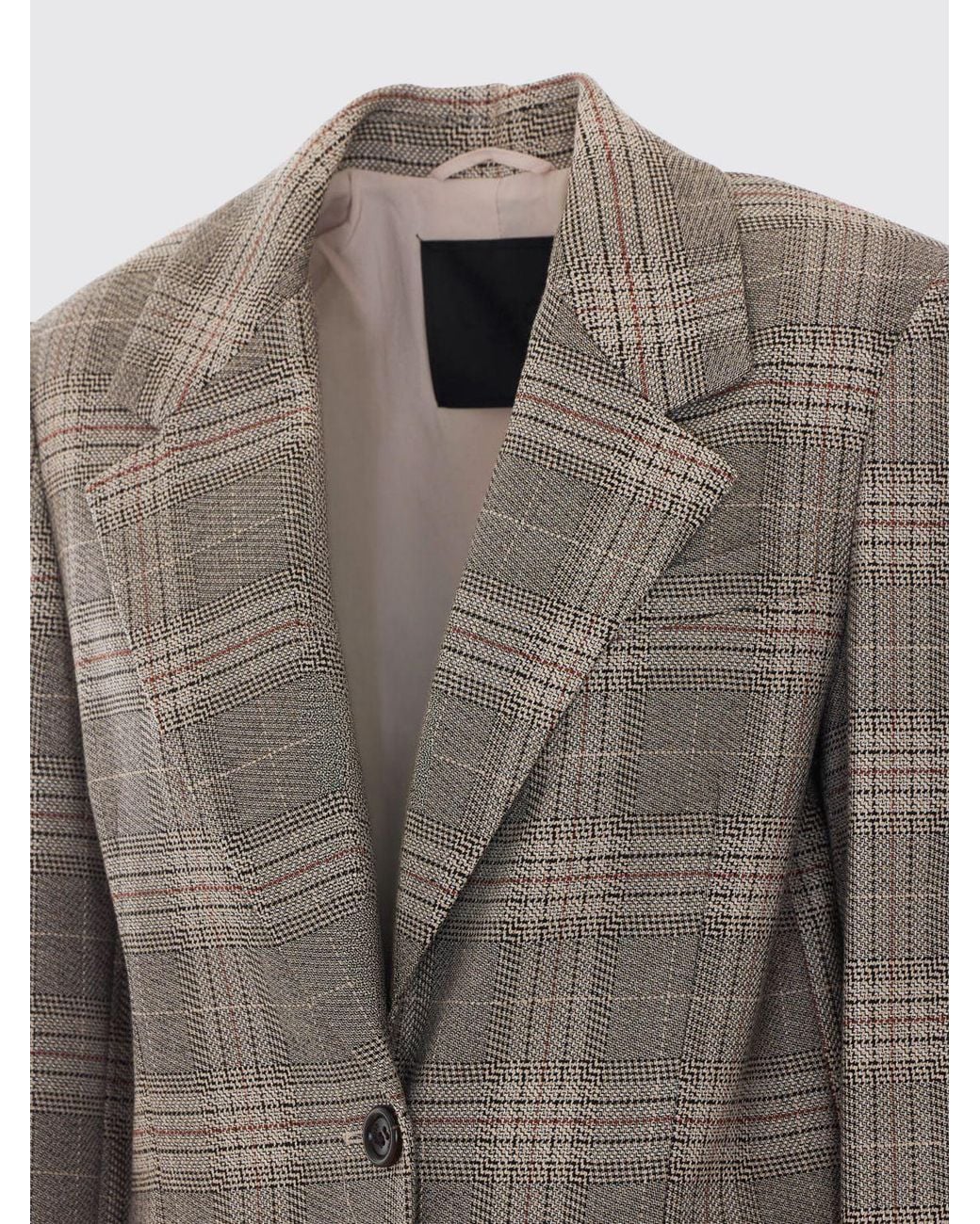 Liu Jo Gray Viscose Blend Blazer With Tartan Print And Lace Inserts