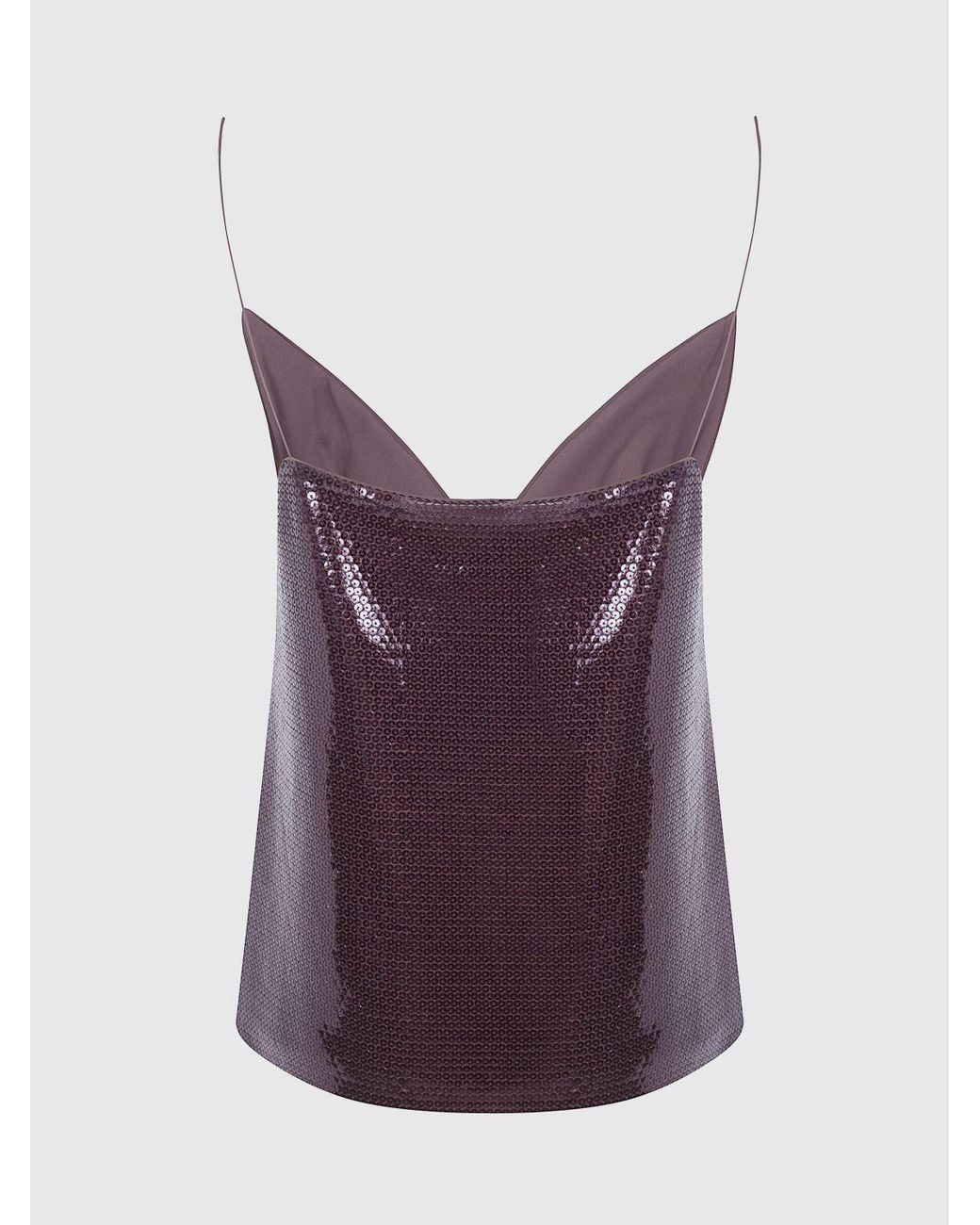 Alberta Ferretti Purple Slim Fit V-Neck Evening Top With All-Over Sequins