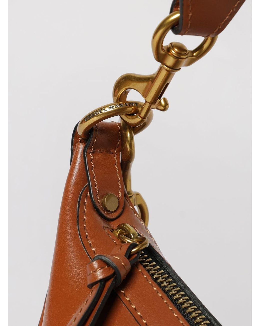 Isabel Marant Brown Naoko Calfskin Leather Hobo Bag With Studs