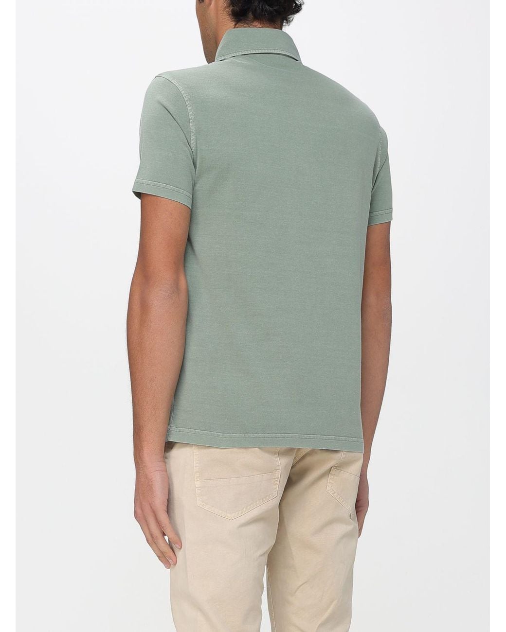 Fay Green Cotton Polo Shirt With Mini Logo for men