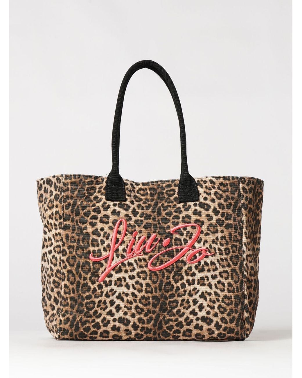 Liu Jo Natural Animal Print Canvas Tote Bag With Double Handle