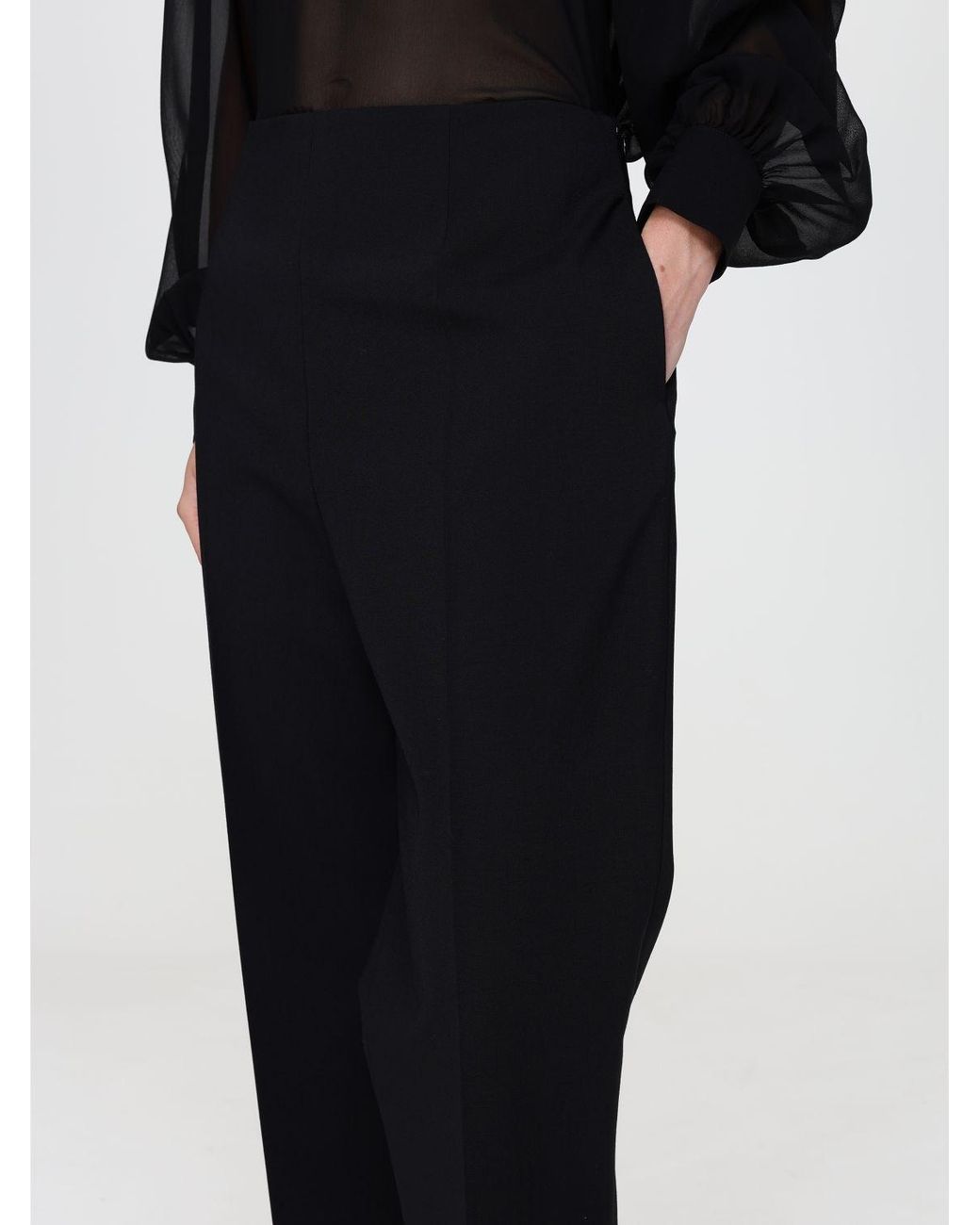 Alberta Ferretti Black High-Waisted Skinny Trousers