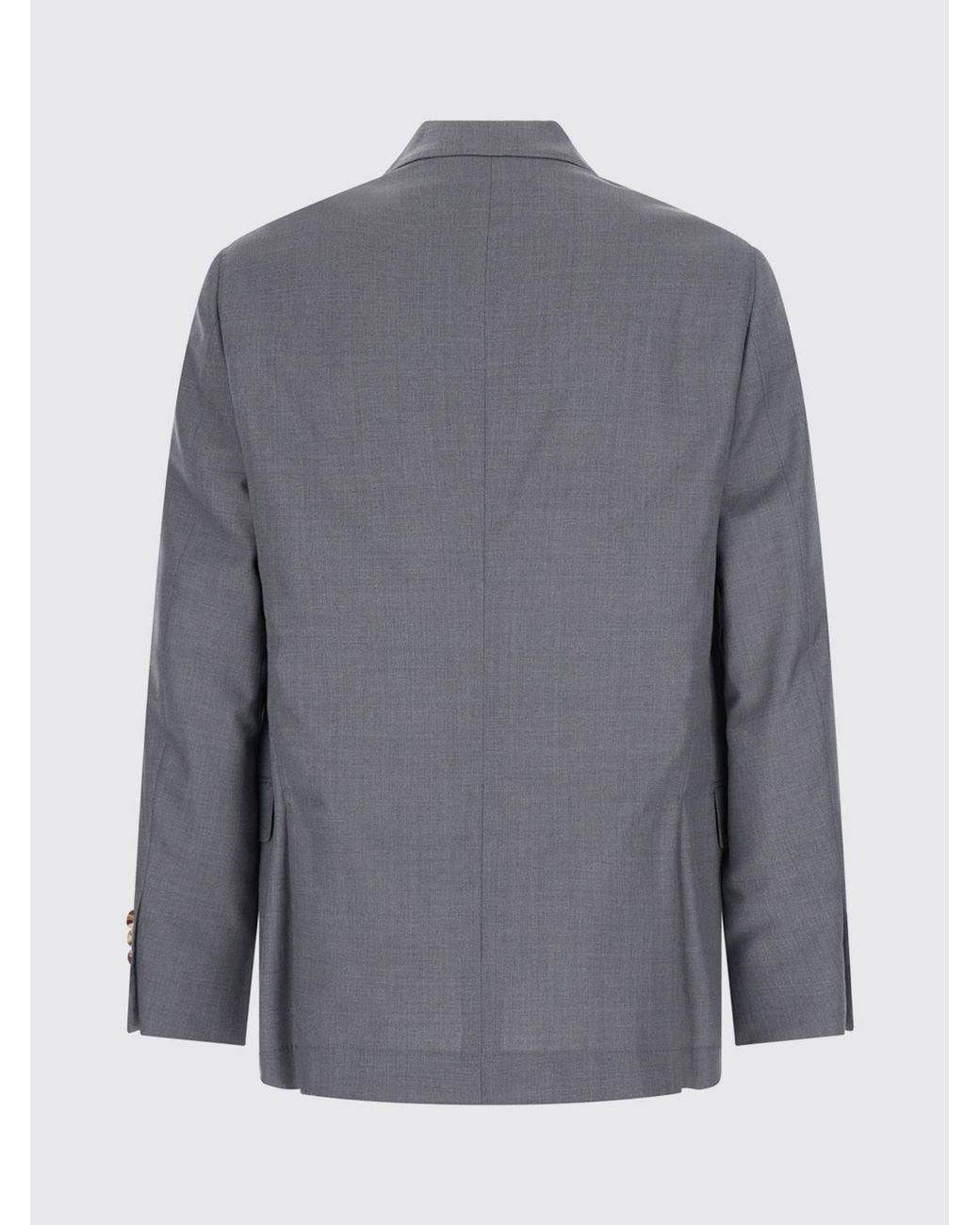 Brunello Cucinelli Gray Single-Breasted Virgin Wool Ceremony Blazer With Peak Lapels for men